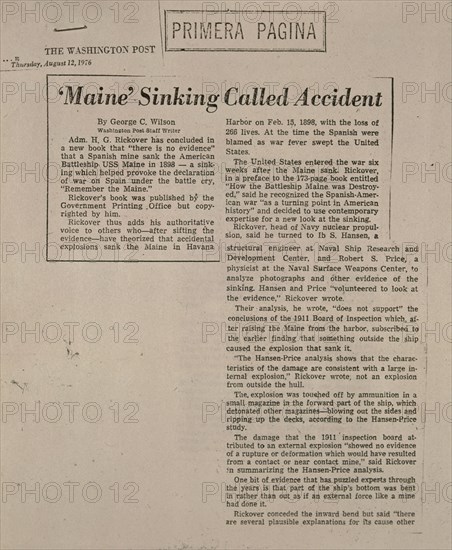 EXPLICACION DE LA EXPLOSION DEL MAINE EN EL WASHINGTON POST
This image is not downloadable. Contact us for the high res.