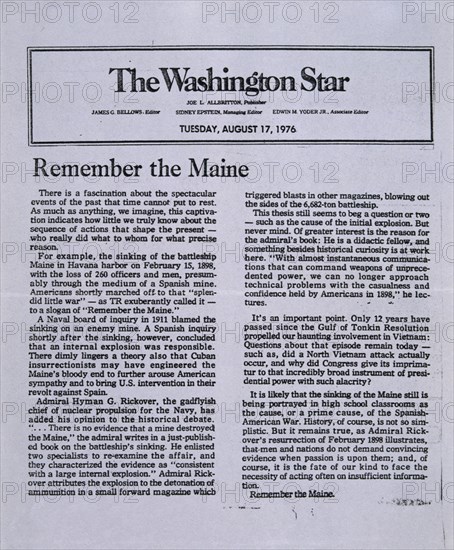 "RECORDANDO EL MAINE"THE WASHINGTON STAR-17/8/1976

This image is not downloadable. Contact us for the high res.