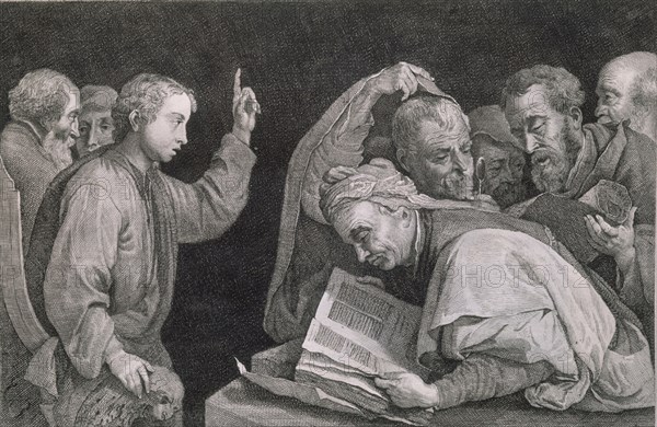 TENIERS II DAVID EL JOVEN 1610/90
THEATRUM PICTORIM 1660-JESUS ENTRE LOS DOCTORES-GRABADO SEGUN J.RIBERA
Madrid, musée Lazaro Galdiano