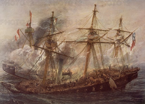 SOMERSCALES TH.
BATALLA IQUIQUE-1879-ESMERALDA HUNDIDO,EMBESTIDO POR EL HUESCAR
This image is not downloadable. Contact us for the high res.