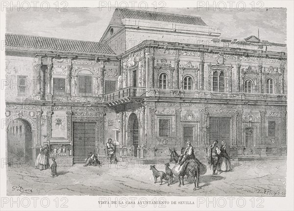 DORE GUSTAVE 1832-1883
GRABADO-VISTA DE LA CASA AYUNTAMIENTO DE SEVILLA-S XIX/XX