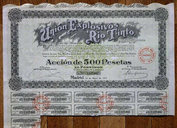 ACCION DE 500 PTAS DE UNION EXPLOSIVOS RIO TINTO-1973(18 DEL 4)
MADRID, BOLSA DE COMERCIO
MADRID
This image is not downloadable. Contact us for the high res.