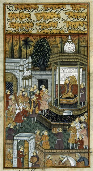 LAMINA INDIA-ADMINISTRACION DE JUSTICIA ANTE UN EMIR-S XIX
MADRID, COLECCION ORONOZ
MADRID