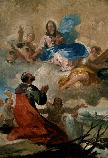 Goya, Apparition de la vierge du Pilar à Saint Jacques de Compostelle