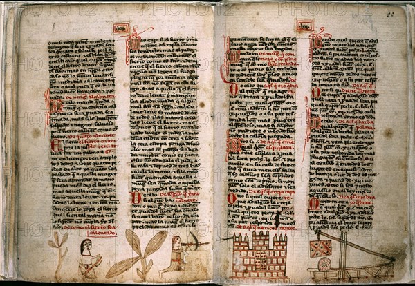 FUERO DE TERUEL-S XIV-MS 802 F65V-66-DIBUJOS EN MARGEN INFERIOR
MADRID, BIBLIOTECA NACIONAL
MADRID