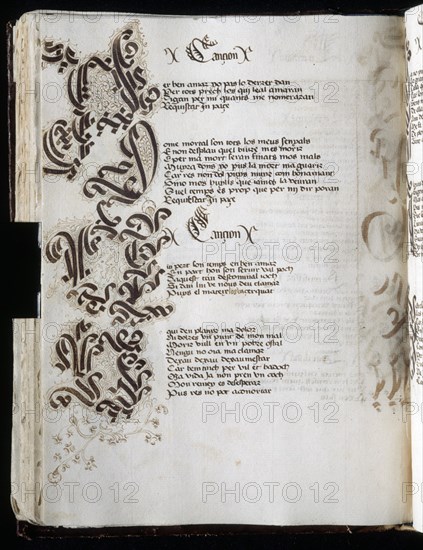 CANCIONERO-MS2653 F69V-S XV-POESIAS EN CASTELLANO Y CATALAN
MADRID, PALACIO REAL-BIBLIOTECA
MADRID
This image is not downloadable. Contact us for the high res.