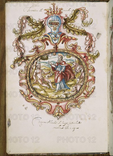 BLASONES DE ESPAÑA-MS1196 F1V-MEDALLON CON CREACION DEL MUNDO-S XVI
MADRID, BIBLIOTECA NACIONAL
MADRID