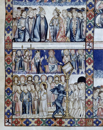 ALFONSO X EL SABIO 1221/84
MTI1-CANTIGA STA MARIA Nº80-F118R-E-DE LOOR-VIRGEN INTERCESORA EN EL JUICIO DE LAS ALMAS-S XIII
SAN LORENZO DEL ESCORIAL, MONASTERIO-BIBLIOTECA
MADRID
This image is not downloadable. Contact us for the high res.