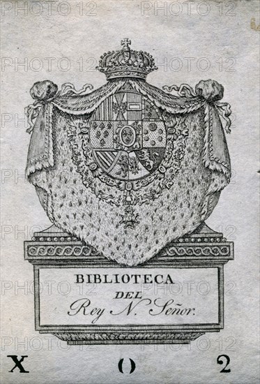 SALVADOR CARMONA MANUEL 1734/1820
GRABADO-EXLIBRIS DE FERNANDO VII-COL CORONA ESPAÑA-
MADRID, PALACIO REAL-BIBLIOTECA
MADRID