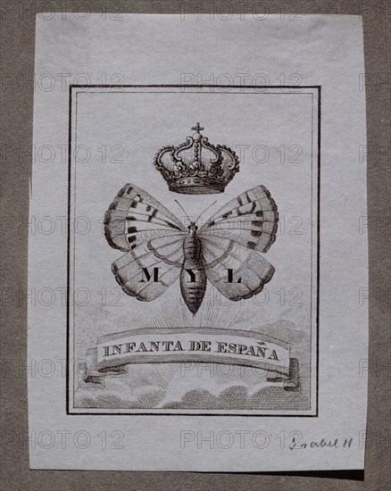 EXLIBRIS ISABEL II(APENAS TENIA 3 AÑOS)-COL CORONA ESPAÑOLA-
MADRID, PALACIO REAL-BIBLIOTECA
MADRID