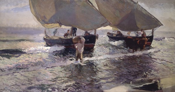 Sorolla, Le déchargement des bateaux de pêche