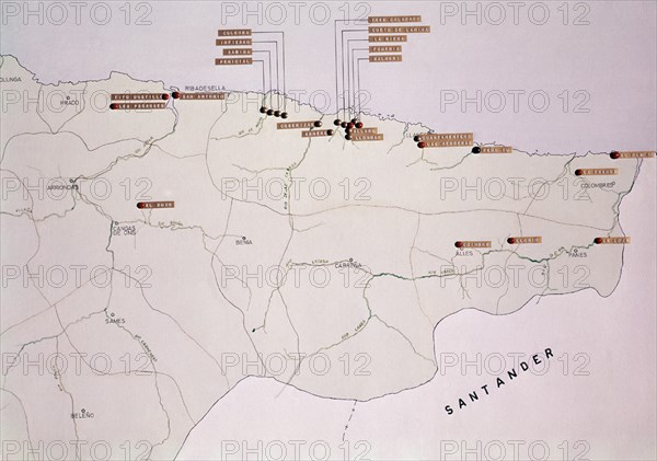 MAPA DE DISTRIBUCION DE PINTURAS RUPESTRES
OVIEDO, MUSEO ARQUEOLOGICO
ASTURIAS