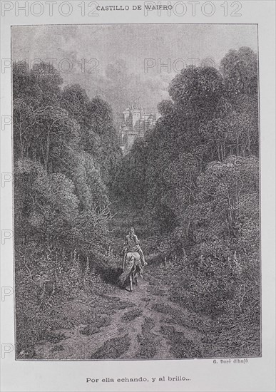 DORE GUSTAVE 1832-1883
LIBRO ECOS DE MONTANA DE ZORRILLA-GRABADO:VIAJERO HACIA EL CASTILLO WAIFRO
MADRID, MUSEO ROMANTICO BIBLIOTECA
MADRID