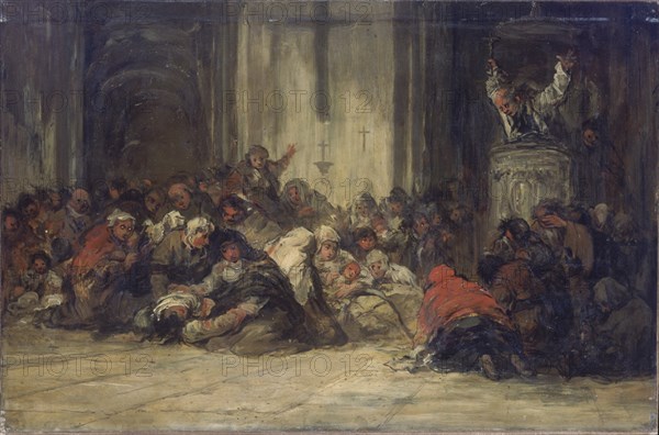 Thought to have been painted by Lucas Velázquez, The sermon