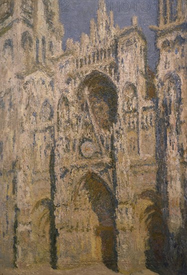Monet, Cathédrale de Rouen, le portail et la tour Saint Romain, plein soleil, harmonie bleue et or