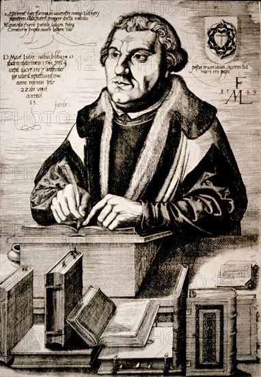 LORCK MELCHIOR
MARTIN LUTERO  REFORMADOR RELIGIOSO DE ALEMANIA (1483-1546)
MADRID, BIBLIOTECA NACIONAL GRABADO
MADRID