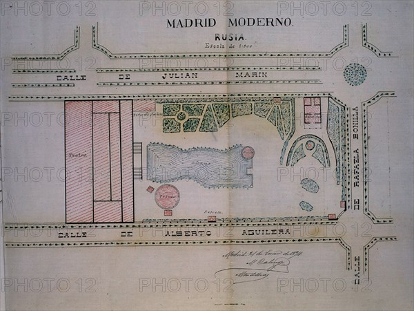 PLANO DE UBICACION DEL TEATRO RUSIA EN MADRID
MADRID, ARCHIVO HISTORICO VILLA
MADRID