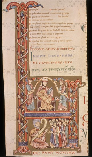 LETRA CAPITULAR H-EL OBISPO FRECULPHE Y RABAN MAUR ANTE SUS DISCIPULOS
DOUAIN, BIBLIOTECA
FRANCIA