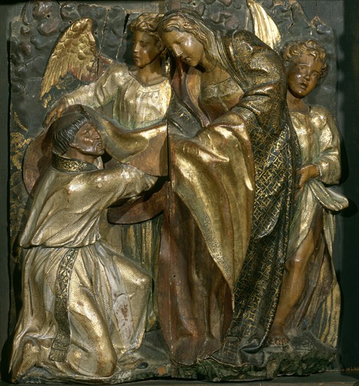 BERRUGUETE ALONSO 1488/1561
DET-PANEL-IMPOSICION CASULLA A SAN ILDELFONSO- RETABLO DE SAN BENITO 1526-MANIERISMO ESPAÑOL
VALLADOLID, MUSEO NACIONAL DE ESCULTURA-INTERIOR
VALLADOLID