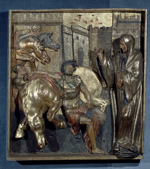 BERRUGUETE ALONSO 1488/1561
DET-CONVERSION DE TOTILA-RELIEVE DEL RETABLO DE SAN BENITO 1526-MANIERISMO ESPAÑOL
VALLADOLID, MUSEO NACIONAL DE ESCULTURA-INTERIOR
VALLADOLID