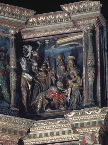 BERRUGUETE ALONSO 1488/1561
ADORACION DE LOS REYES-RETABLO DE MEJORADA 1523/6-RENACIMIENTO ESPAÑOL
VALLADOLID, MUSEO NACIONAL DE ESCULTURA-INTERIOR
VALLADOLID