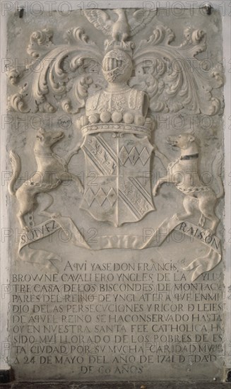 LAPIDA FUNERARIA DEL CABALLERO INGLÉS FRANCISCO BROWNE  1741
SANLUCAR DE BARRAMEDA, IGLESIA DEL CARMEN
CADIZ