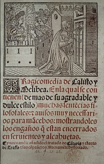 ROJAS FERNANDO DE 1470/1541
LA CELESTINA LLAMANDO A LA PUERTA DE PLEBERIO-EDICIÓN TOLEDO 1538- TRAGICOMEDIA
MADRID, BIBLIOTECA NACIONAL
MADRID

This image is not downloadable. Contact us for the high res.