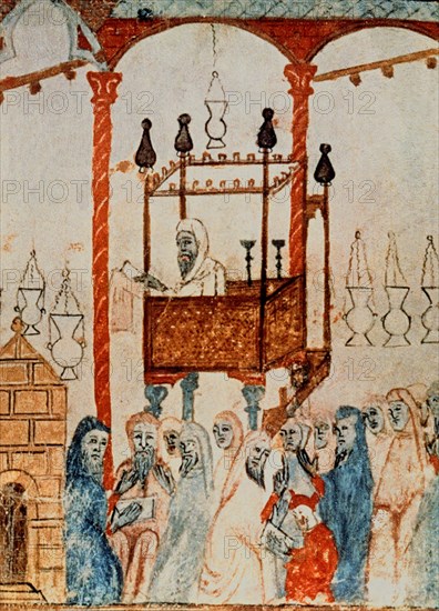 LIBRO DEL HAGGADAH DE BARCELONA-CULTO EN UNA SINAGOGA-S XIV-MANUSCRITO JUDIO CATALAN
LONDRES, BRITISH MUSEUM LIBRARY
INGLATERRA

This image is not downloadable. Contact us for the high res.