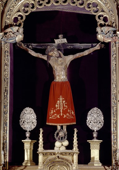 ANONIMO FLAMENCO
CAPILLA DEL SANTO CRISTO DE BURGOS - CRUCIFIJO DE MADERA Y FORRADO DE CUERO - S XIV
BURGOS, CATEDRAL-INTERIOR
BURGOS