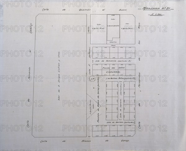 PLANO CALLES DESAPARECIDAS ENTRE LA CUERDA Y FRANCISCO RIOS
MADRID, ARCHIVO HISTORICO VILLA
MADRID