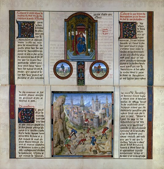 LIBRO DE LAS CRUZADAS(1ª)-GODOFREDO DE BOUILLON MANDA RECONSTRUIR LA MURALLA DE JERUSALEM-1099
VIENA, BIBLIOTECA NACIONAL
AUSTRIA