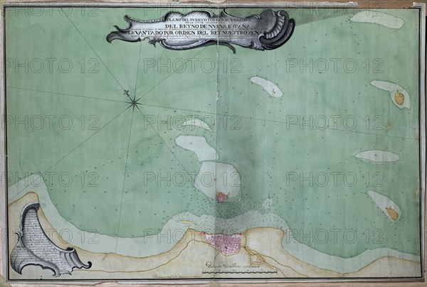 MAPA-PUERTO Y CIUDAD DE VERACRUZ EN COSTA OCCIDENTAL DEL REINO DE NUEVA ESPANA-1777
MADRID, MUSEO NAVAL
MADRID