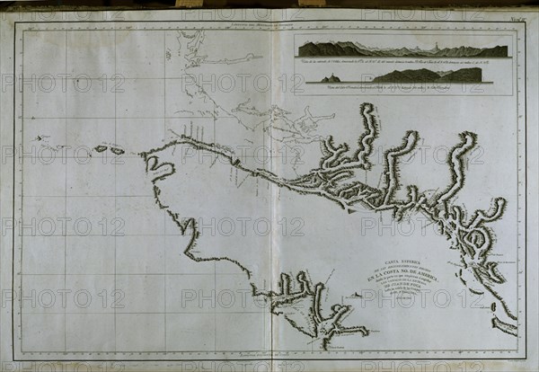 CARTA ESFERICA DE LOS RECONOCIMIENTOS HECHOS EN NOROESTE AMERICANO-CANALES 1795
MADRID, MUSEO NAVAL
MADRID