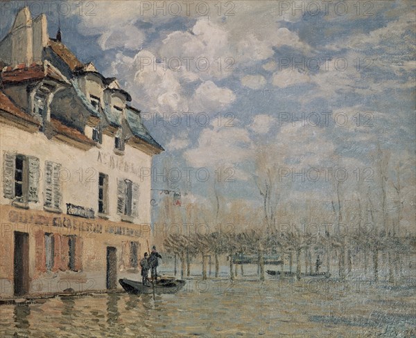 Sisley, La barque pendant l'inondation, Port-Marly