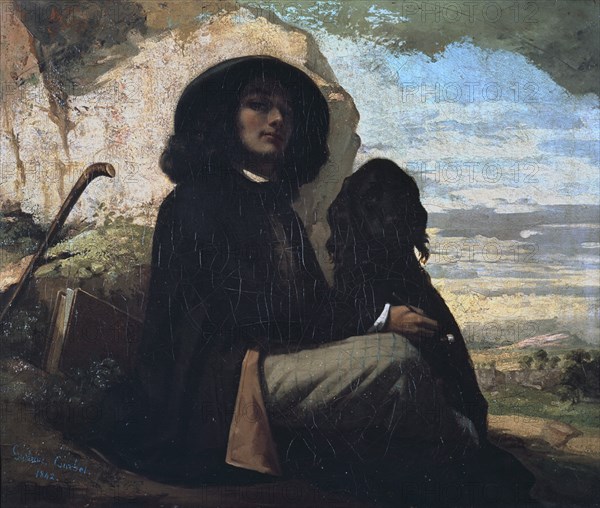 Courbet, Autoportrait au chien noir