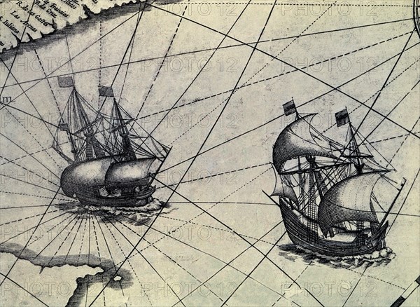 NAVES DE LA CONQUISTA DE AMERICA - GRABADO S XIX
MADRID, MUSEO NAVAL
MADRID