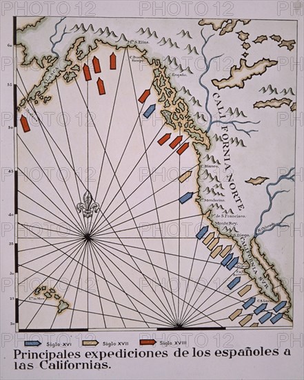 PRINCIPALES EXPEDICIONES DE ESPANOLES A CALIFORNIA
MADRID, MUSEO NAVAL
MADRID