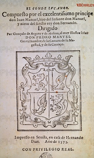 JUAN MANUEL INFANTE
EL CONDE LUCANOR-EDICION DE 1575, SEVILLA
BARCELONA, BIBLIOTECA DE CATALUÑA
BARCELONA