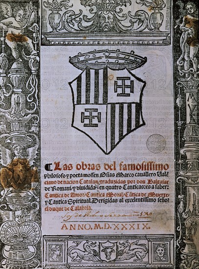 MARCH AUSIAS
OBRAS EDICION 1539
BARCELONA, BIBLIOTECA DE CATALUÑA
BARCELONA

This image is not downloadable. Contact us for the high res.