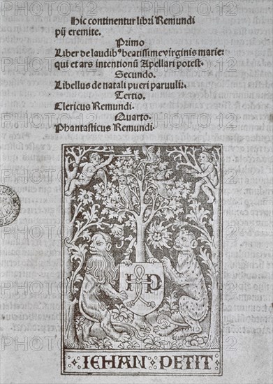 LLULL RAMON O LULIO RAIMUNDO 1232/1316
BEATISIMA VIRGEN MARIA-EDICION DE 1499-LITERATURA MEDIEVAL CATALANA-OBRA MISTICA
BARCELONA, BIBLIOTECA DE CATALUÑA
BARCELONA