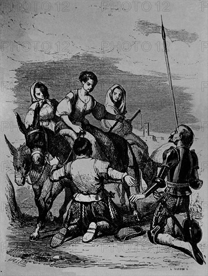 ESCENA DE D QUIJOTE CON SANCHO Y LOS TRES LABRADORES
This image is not downloadable. Contact us for the high res.