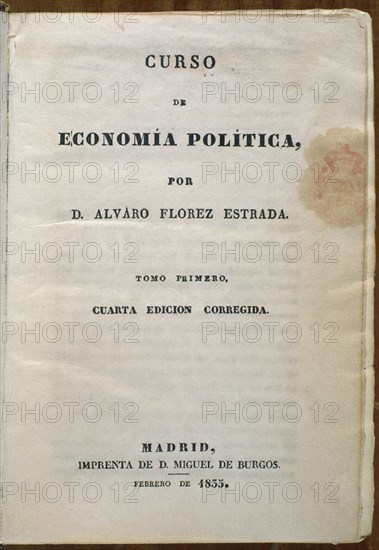 FLORES ESTRADA
PORTADA DE TEXTO DE ECONOMIA POLITICA
MADRID, BIBLIOTECA NACIONAL
MADRID