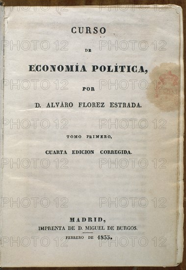 FLORES ESTRADA
PORTADA DE TEXTO DE ECONOMIA POLITICA
MADRID, BIBLIOTECA NACIONAL
MADRID