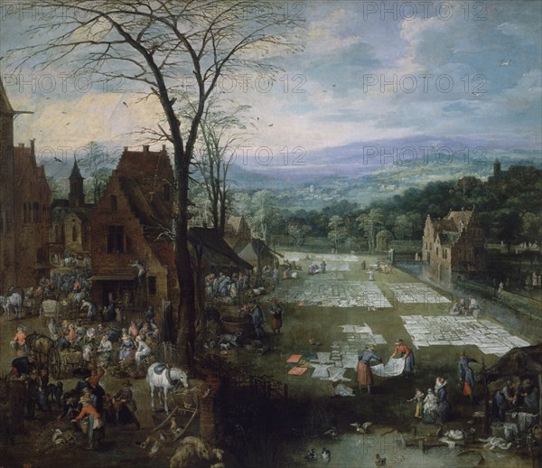 Josse de Momper, Marché et lavoir en Flandres