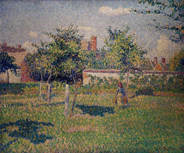 Pissarro, Femme dans un clos, soleil de printemps dans le pré à Eragny