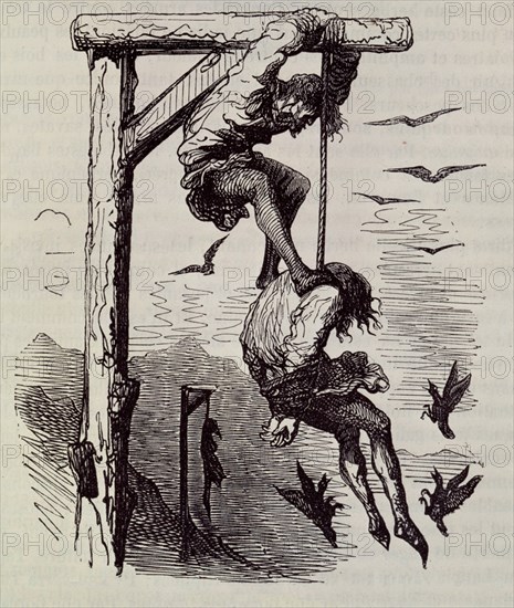 DORE GUSTAVE 1832-1883
GARGANTUA Y PANTAGRUEL DE FRANÇOIS RABELAIS - GRABADO DE AHORCADO
BARCELONA, BIBLIOTECA DE CATALUÑA
BARCELONA