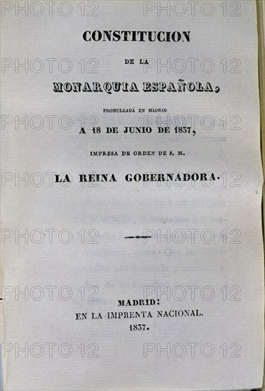 CONSTITUCION MONARQUIA ESPANOLA 1837
MADRID, SENADO-BIBLIOTECA
MADRID