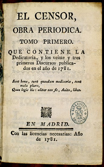 PORTADA DEL CENSOR 1781
MADRID, BIBLIOTECA NACIONAL
MADRID
This image is not downloadable. Contact us for the high res.