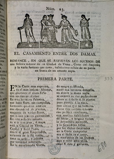 ROMANCE-CASAMIENTO ENTRE DOS DAMAS
MADRID, BIBLIOTECA NACIONAL
MADRID
This image is not downloadable. Contact us for the high res.