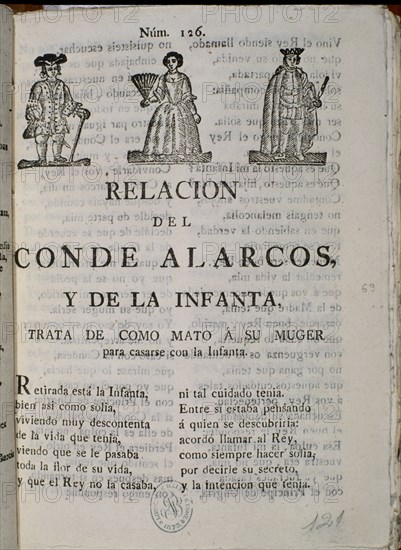 MILANES J JACINTO 1814/63
ROMANCE DEL CONDE DE ALARCOS- RELACION DEL CONDE ALARCOS Y LA INFANTA
MADRID, BIBLIOTECA NACIONAL
MADRID